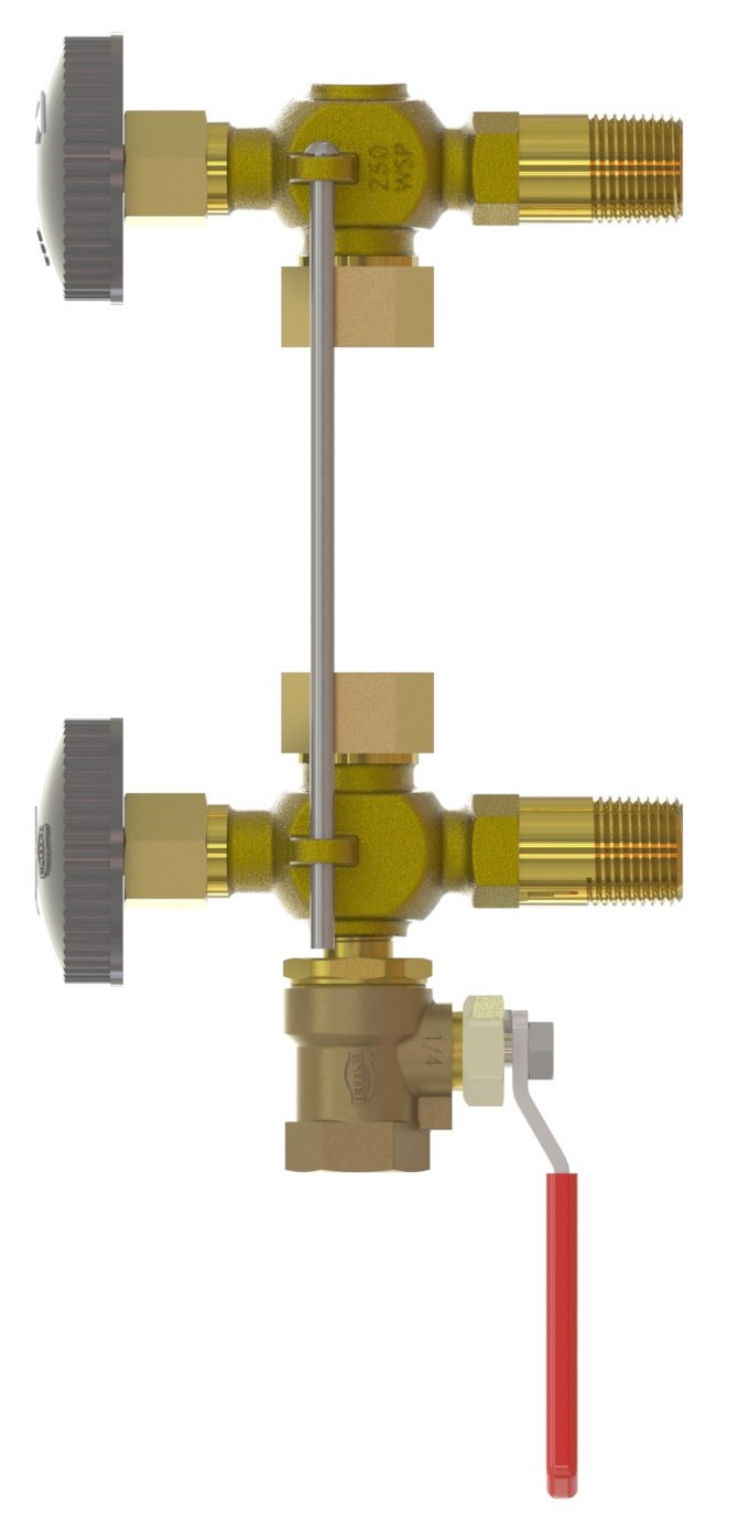 Model 34036 Long Shank Water Gauge Fixture Set W/Ball Checks, Plastic Hand Wheel and Ball Valve for Blow Off